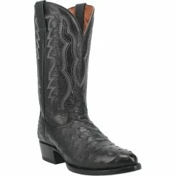 Men's Dan Post Tempe Black Full Quill Ostrich - DP2321