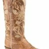 ROPER Ladies Leather Marbled Brown With Rose Embroidery - 0297