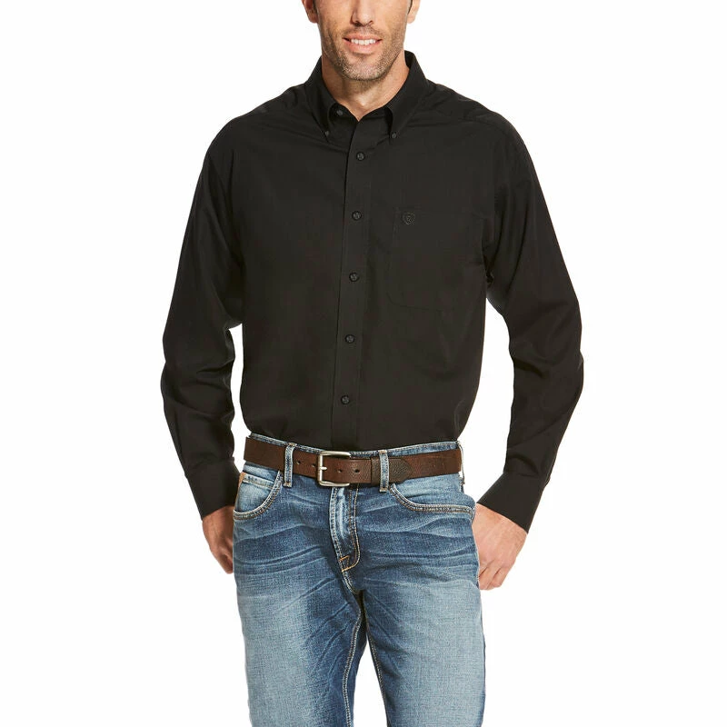 Men's Ariat Wrinkle Free Solid Black Long Sleeve Shirt - 10020328 1 Men's Ariat Wrinkle Free Solid Black Long Sleeve Shirt - 10020328