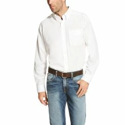 Men's Ariat Wrinkle Free Solid Long Sleeve Shirt Assorted Colors -Nigro's Western Store 10020331 front