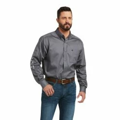 Nigro's Western Store #1 Men's Ariat Team Logo Twill Classic Fit Shirt Quiet Shade - 10037479