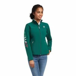 Ladies Ariat Classic Team MEXICO Softshell Water Resistant Jacket - 10031424/10039460 -Nigro's Western Store 10039460 front