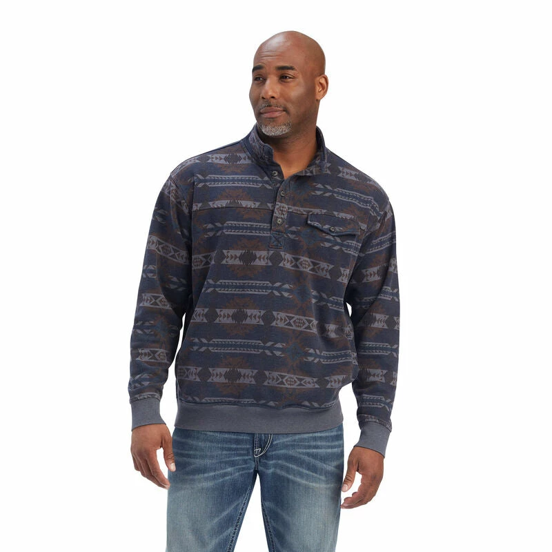 Men's Ariat Printed Overdyed Washed Sweater - 10041691 1 Men's Ariat Printed Overdyed Washed Sweater - 10041691