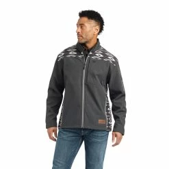 Men's Ariat Vernon 2.0 Chimayo Softshell Jacket In Charcoal - 10042132 - FINAL SALE