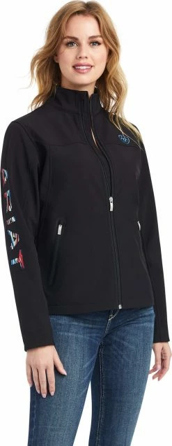 Ladies Ariat Team Chimayo Black With Aztec Detail Softshell - 10042185 - FINAL SALE