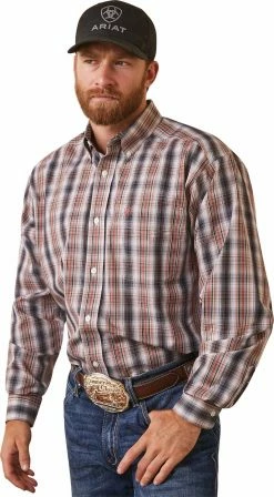 Men's Ariat Wrinkle Free Owen Classic Long Sleeve Shirt In Nutmeg - 10043646