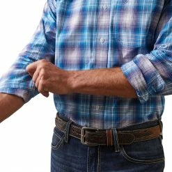 Men's Ariat Pro Series Lukas Classic Fit Shirt In Light Blue - 10043725 -Nigro's Western Store 10043725 03