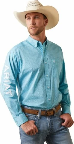 Men's Ariat Team Caiden Classic Long Sleeve Shirt In Gulfstream - 10043727