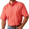 Men's Ariat Pro Daniel Classic Short Sleeve Shirt In Cayenne - 10043911