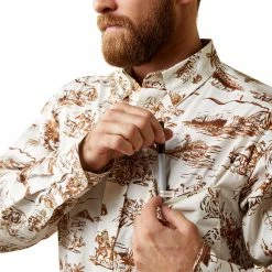 Nigro's Western Store #1 Men's Ariat Wrinkle Resist Paniolo Western Aloha Stretch Classic Fit Shirt - 10044020 -Nigro's Western Store 10044020 01