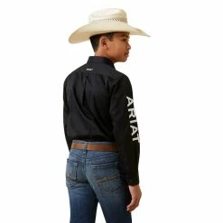 Nigro's Western Store #1 Kids Ariat Team Logo Twill Classic Fit Long Sleeve Black Shirt - 10045426 5 Nigro's Western Store #1 Kids Ariat Team Logo Twill Classic Fit Long Sleeve Black Shirt - 10045426 -Nigro's Western Store 10045426 back