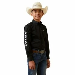 Nigro's Western Store #1 Kids Ariat Team Logo Twill Classic Fit Long Sleeve Black Shirt - 10045426