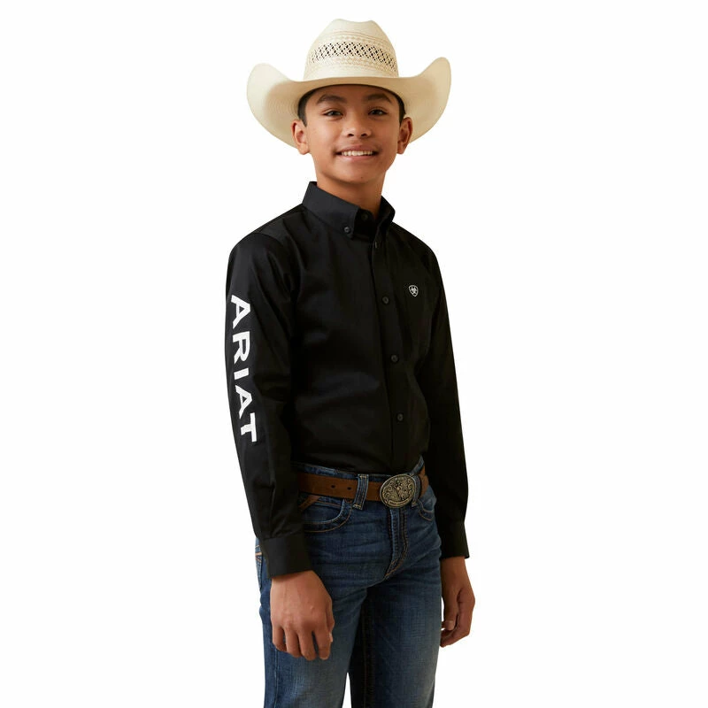 Nigro's Western Store #1 Kids Ariat Team Logo Twill Classic Fit Long Sleeve Black Shirt - 10045426 1 Nigro's Western Store #1 Kids Ariat Team Logo Twill Classic Fit Long Sleeve Black Shirt - 10045426