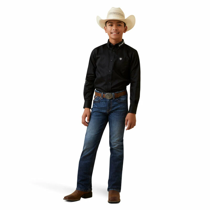 Nigro's Western Store #1 Kids Ariat Team Logo Twill Classic Fit Long Sleeve Black Shirt - 10045426 2 Nigro's Western Store #1 Kids Ariat Team Logo Twill Classic Fit Long Sleeve Black Shirt - 10045426 - Image 2