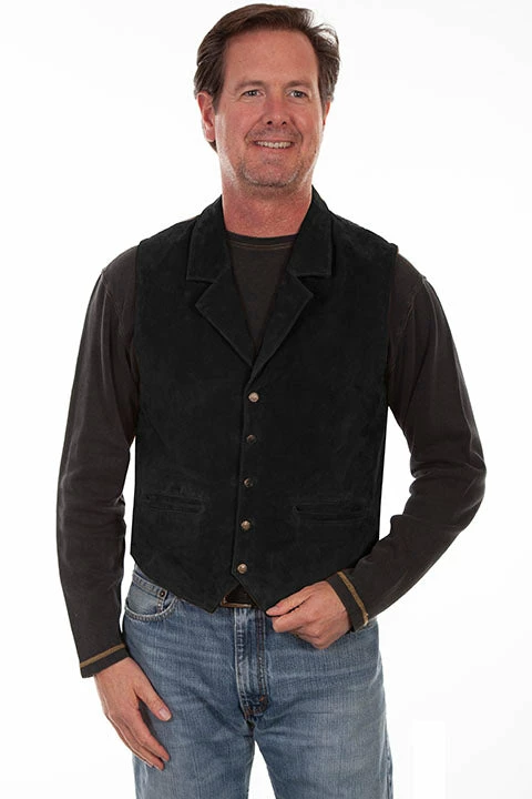 Men's Scully Suede Black Vest with Knit Back - 1045/19 Men's Scully Suede Black Vest With Knit Back - 1045/19 -Nigro's Western Store 1045 preview