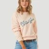 Ladies Wrangler Chenile Logo Embroidered Pullover In Pink - LWK562K