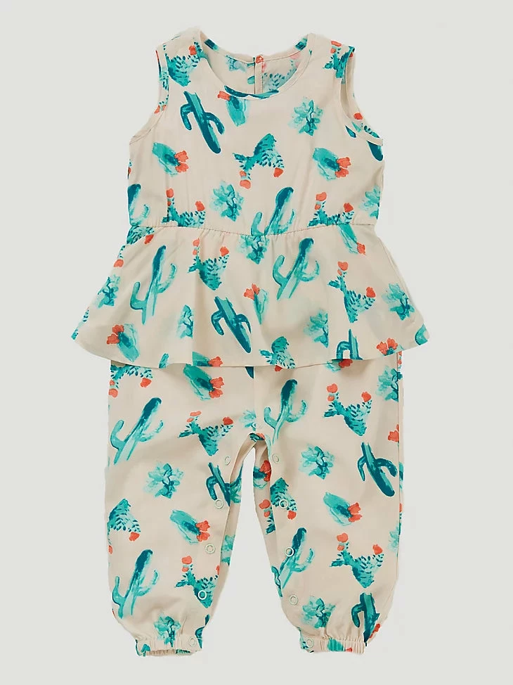 Baby Wrangler Sleeveless Cactus Print Peplum Romper - 10PQ0552M Baby Wrangler Sleeveless Cactus Print Peplum Romper - 10PQ0552M -Nigro's Western Store 10PQ0552M ALT1