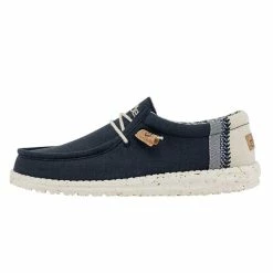 Hey Dude Shoes Men's Hey Dude Wally Linen Navy Shoes - 110792568