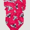 Wrangler Baby Girl Ruffle Flower Crown Cow Bodysuit In Red