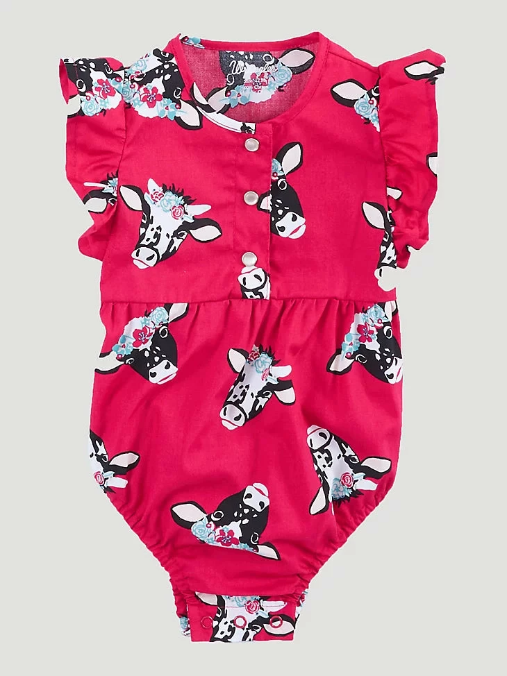 Wrangler Baby Girl Ruffle Flower Crown Cow Bodysuit in Red Wrangler Baby Girl Ruffle Flower Crown Cow Bodysuit In Red -Nigro's Western Store 112315073 HERO
