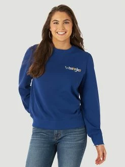 Ladies Wrangler Retro Puff Sleeve Logo Pullover - 112317724