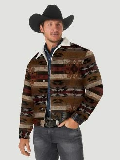 Men's Wrangler Sherpa Lined Jacquard Print Jacket - 112318499/112318500