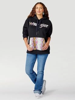 Ladies Wrangler Retro Snake Print Hoodie In Mamba - 112321374