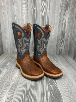Men's Twisted X Soft Toe Distressed Saddle With 12" Peacock Top - MHM0022