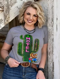 Nigro's Western Store #1 Ladies Texas True Threads Siesta Motel Cactus Scene T-Shirt