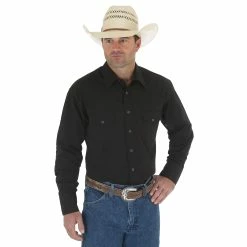 Wrangler Mens Longsleeve Shirt -Nigro's Western Store 71105BK BF01 SWFF PRD