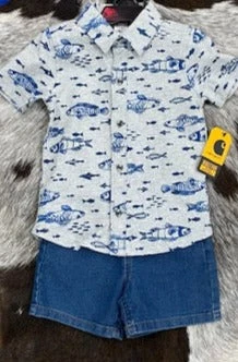 Kids Carhartt Fish Print Short Sleeve Shirt Set