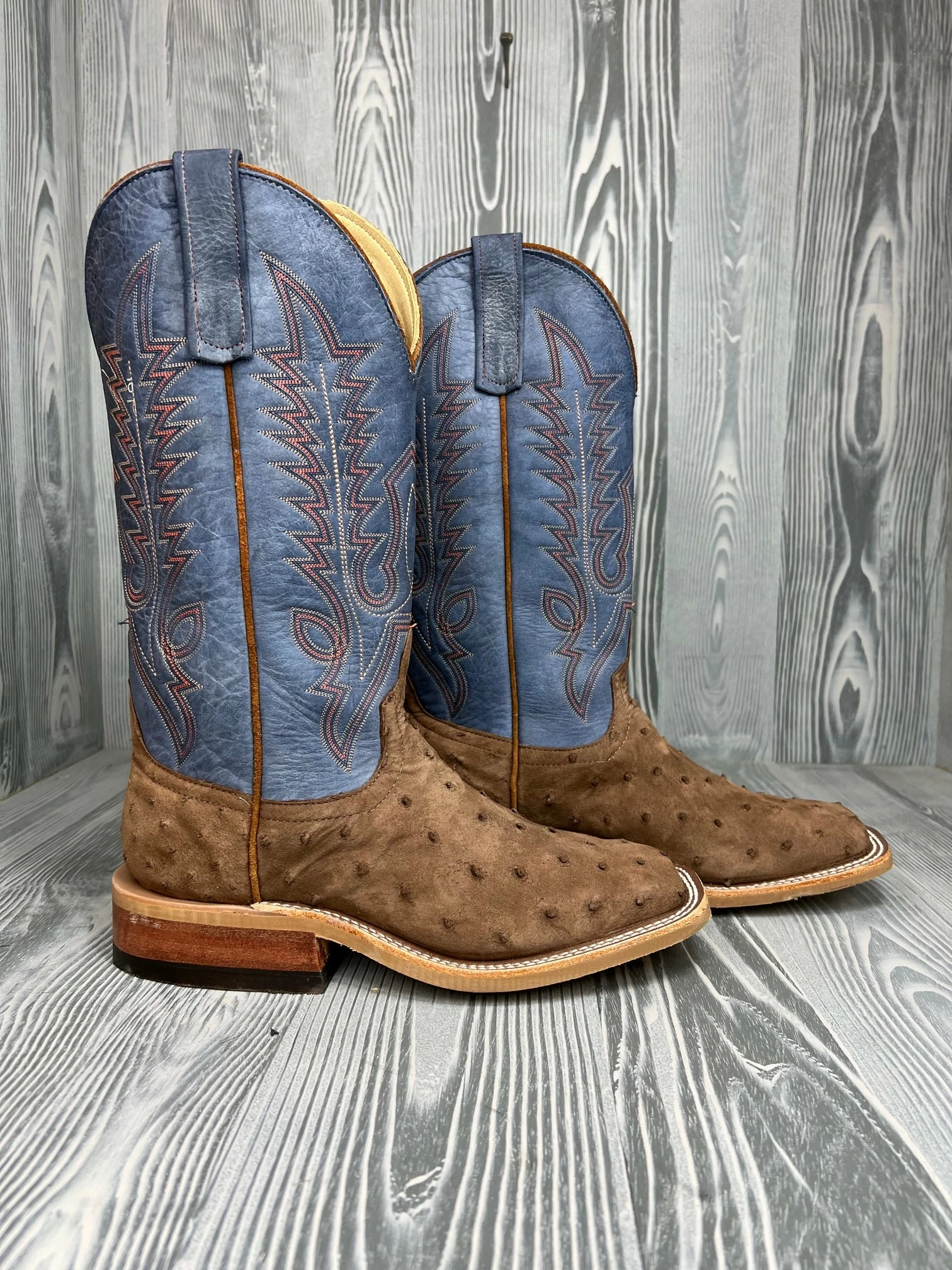 Men's Anderson Bean Kango Tobac Sueded Full Quill Ostrich With 13" Blue Aged Tops 2 Men's Anderson Bean Kango Tobac Sueded Full Quill Ostrich With 13" Blue Aged Tops - Image 2