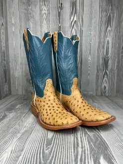 Men's Rios Of Mercedes Umber Bruciato Full Quill Ostrich With 13" Denim Kidskin Tops