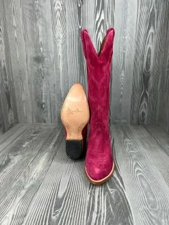 Ladies Macie Bean " If Karlee Were A Cowgirl" 15" Full Hot Pink Suede Boot - M5231 -Nigro's Western Store IMG 3844