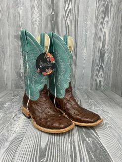 Macie Bean Kango Tobac Full Quill Ostrich With 12" Vail Sky Blue - M2032