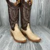 RIOS OF MERCEDES Women's Tan Vintage Smooth Quill Ostrich With 14" Texas Outlaw Tops