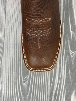 Men's Horse Power Top Hand Brown Shrunken Shoulder With 12" Red Sinsations Tops - HP8056 -Nigro's Western Store IMG 7205