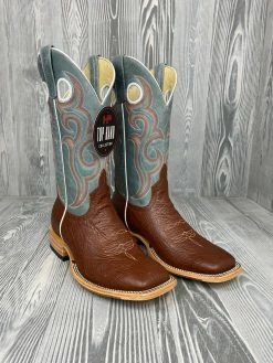 Men's Top Hand Horse Power Shrunken Bison Shoulder With 12" Grey Sinsation Tops - HP8057