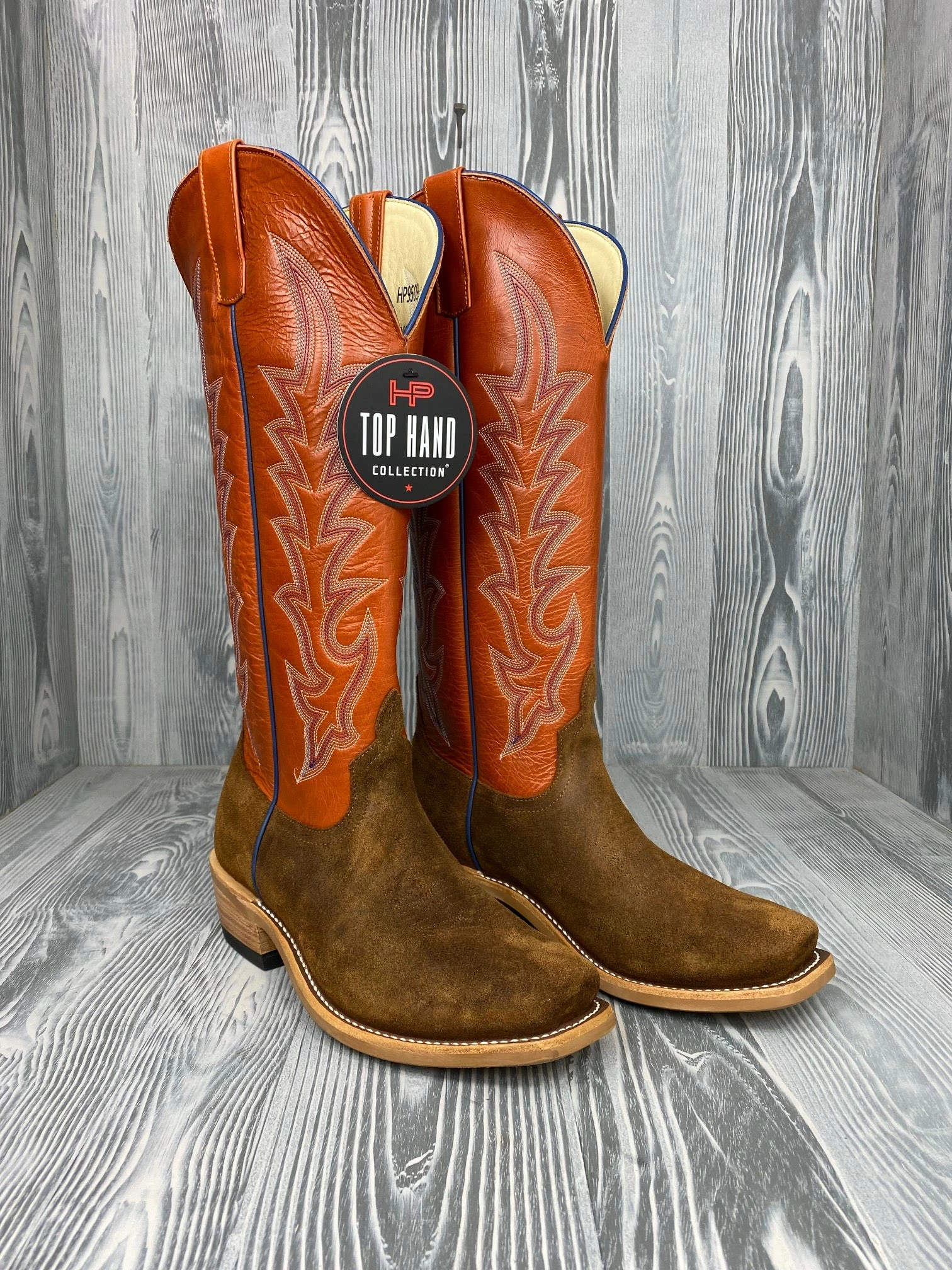 Men's Horse Power Top Hand Snuff Waxy Commander with 16" Bucky Tangerine Tops - HP9509 Men's Horse Power Top Hand Snuff Waxy Commander With 16" Bucky Tangerine Tops - HP9509 -Nigro's Western Store IMG 8063