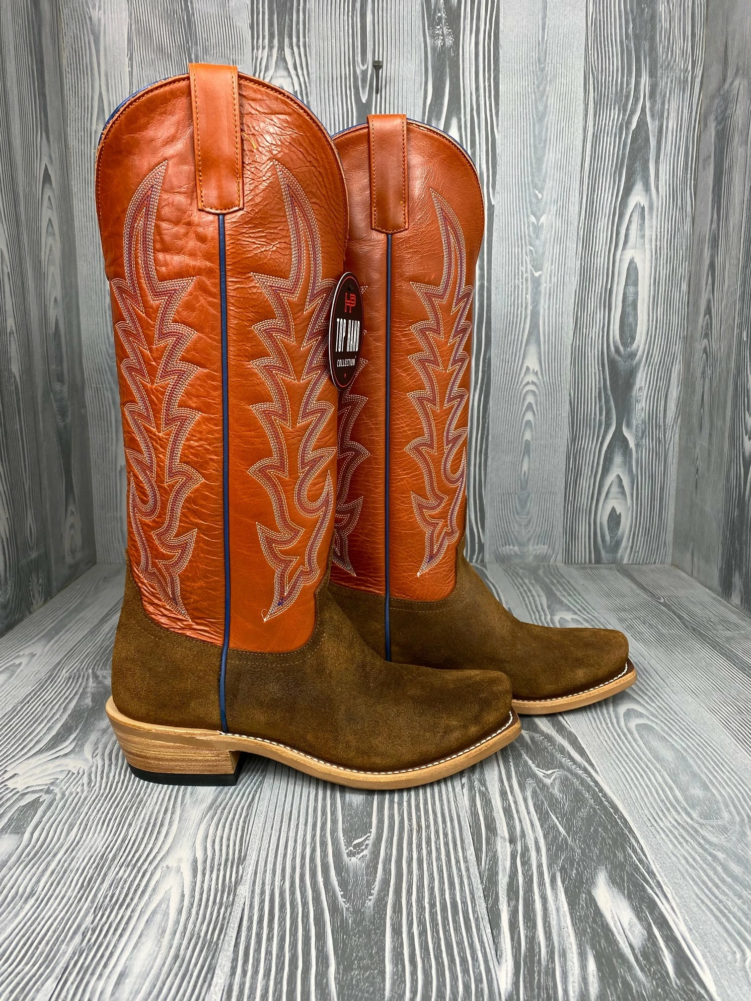 Men's Horse Power Top Hand Snuff Waxy Commander with 16" Bucky Tangerine Tops - HP9509 Men's Horse Power Top Hand Snuff Waxy Commander With 16" Bucky Tangerine Tops - HP9509 -Nigro's Western Store IMG 8064