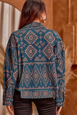 Nigro's Western Store #1 Ladies Savanna Jane Aztec Corduroy Jacket - J10093 -Nigro's Western Store J10093DARKTEAL 4