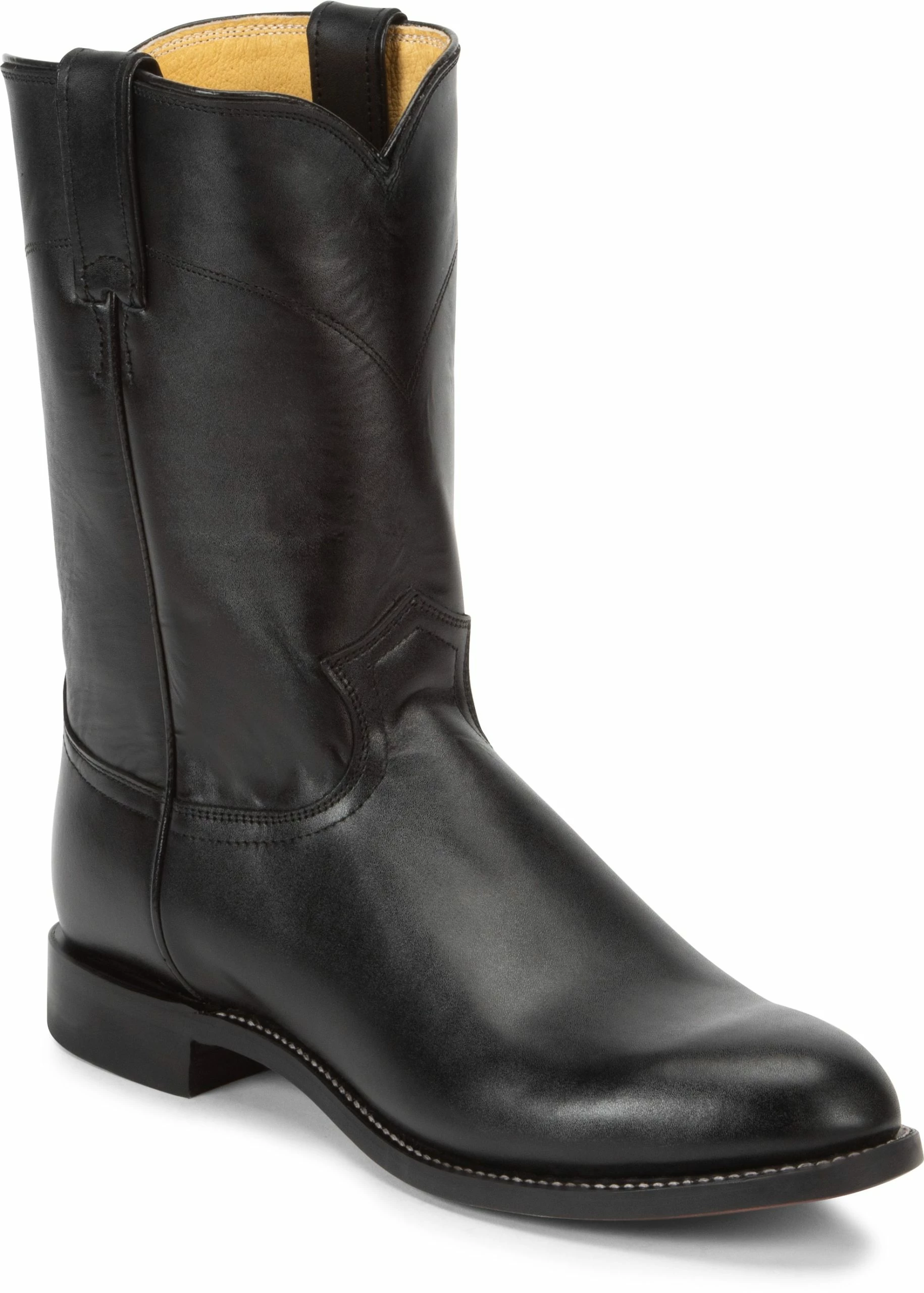 Mens 3133 Justin Black Kipskin Roper 1 Mens 3133 Justin Black Kipskin Roper