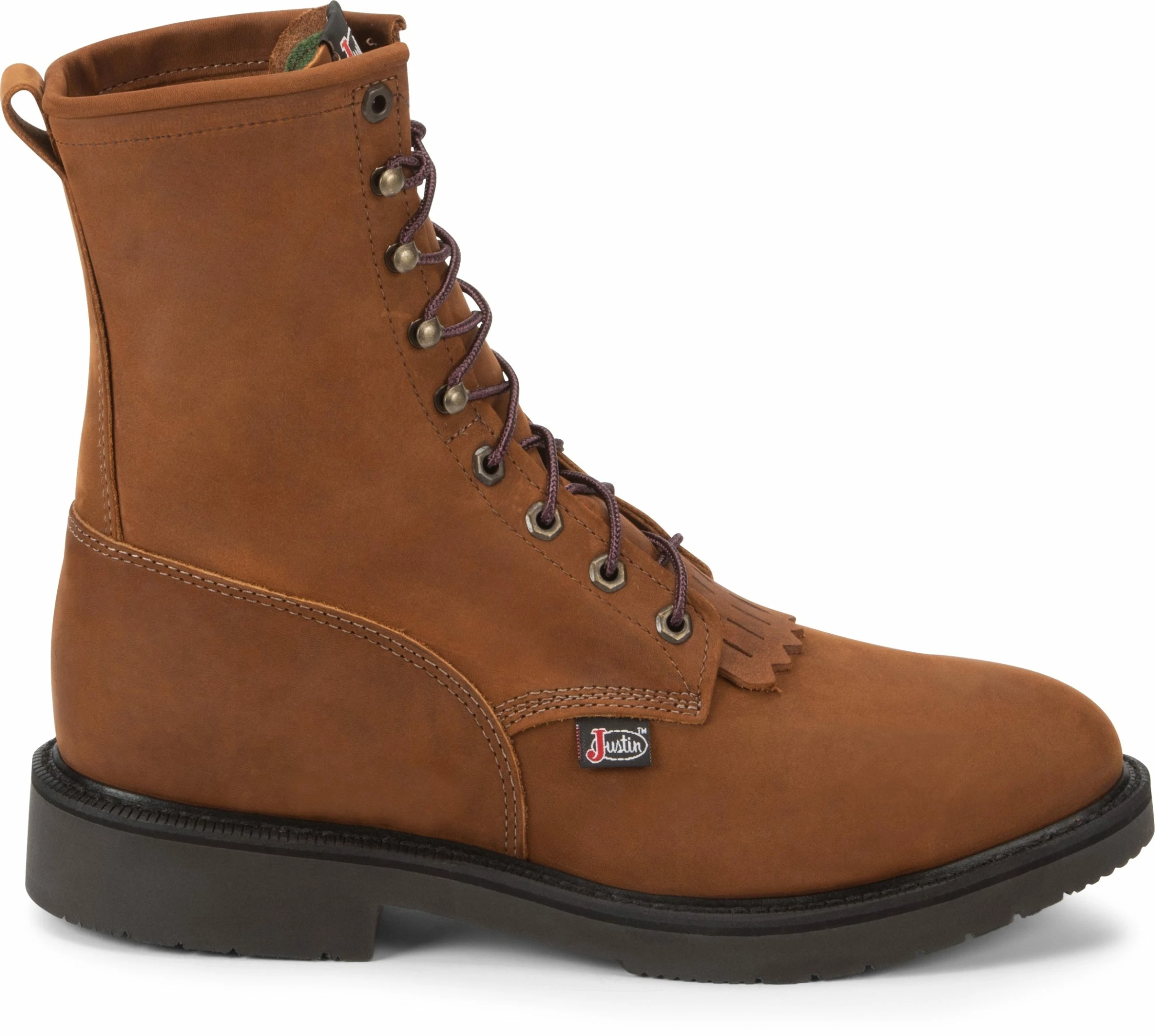 Mens Justin Conductor Brown 8 "Lace Up Steel Toe 764 2 Mens Justin Conductor Brown 8 "Lace Up Steel Toe 764 - Image 2