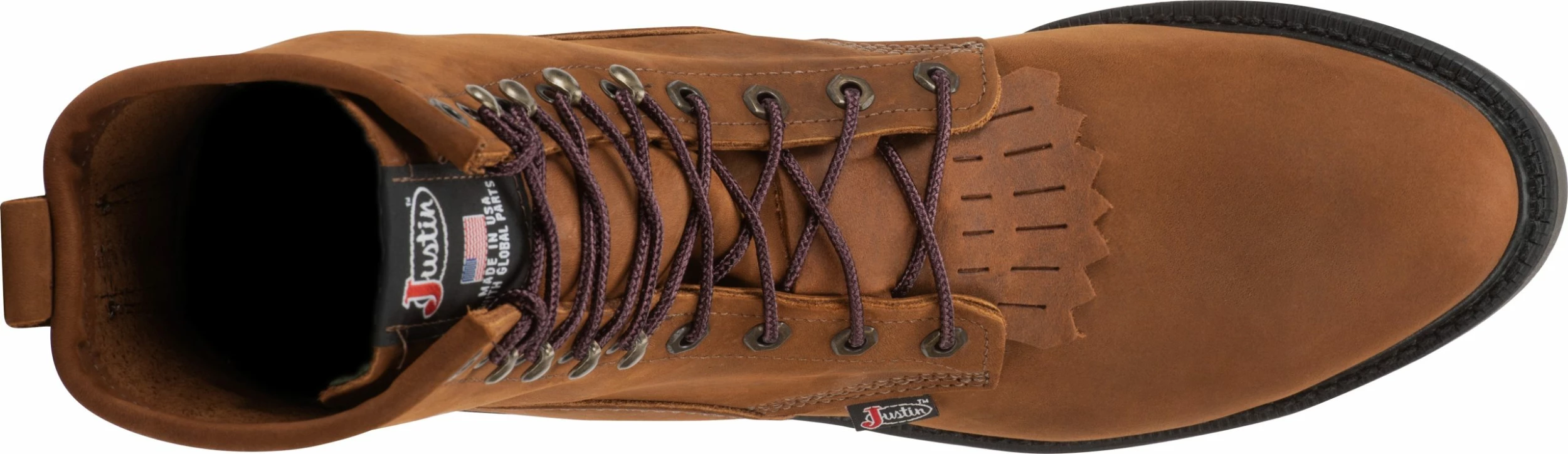 Mens Justin Conductor Brown 8 "Lace Up Steel Toe 764 3 Mens Justin Conductor Brown 8 "Lace Up Steel Toe 764 - Image 3