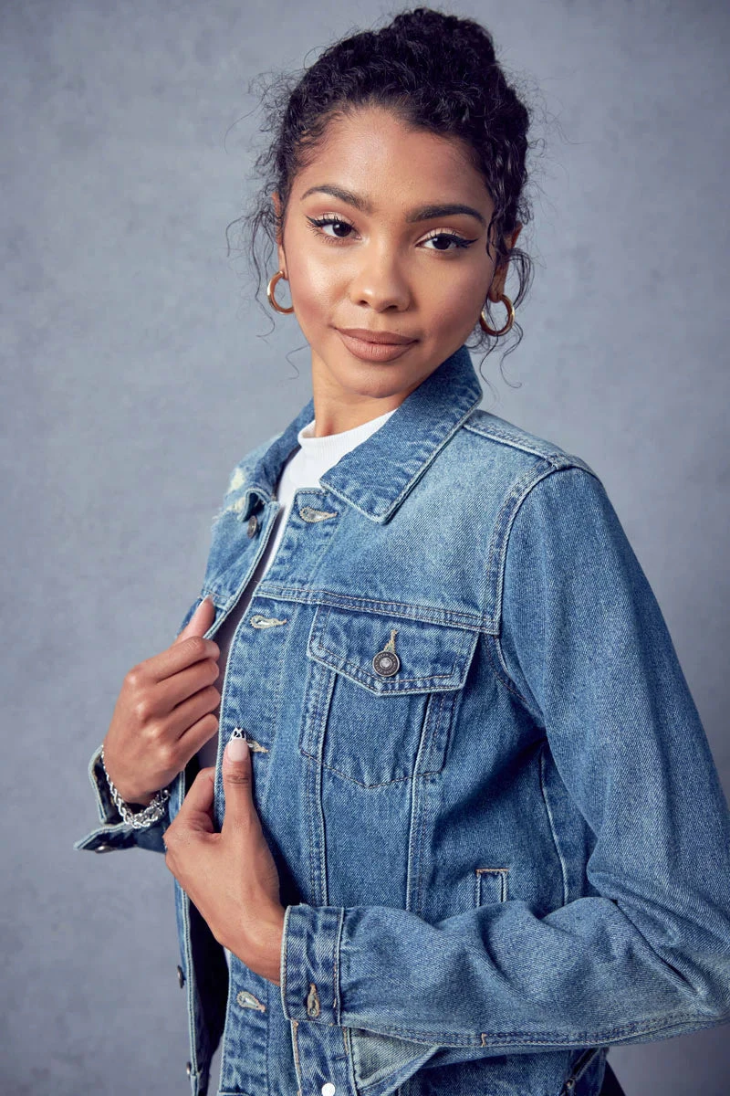 Kancan USA Ladies KanCan Henney Classic Trucker Jacket - KC5007 1 Kancan USA Ladies KanCan Henney Classic Trucker Jacket - KC5007