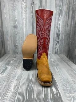 Men's Olathe Waxy Kudu With 15" Deep Red Navajo Bison Tops -Nigro's Western Store Kudu3