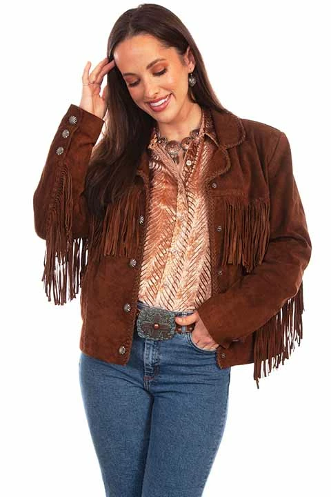 Ladies Scully Fringe Jacket In Cafe Brown 1 Ladies Scully Fringe Jacket In Cafe Brown