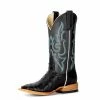 Women's Macie Bean Black Full Quill Ostrich With 12" Black Pull Up Tops - M2035