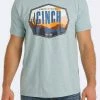 Men's CINCH Heather Turquoise Sunset Logo Graphic Short Sleeve T-Shirt - 1690496