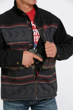 Men's Cinch Concealed Carry Bonded Jacket In Black Multi Stripe - MWJ1538002 - FINAL SALE